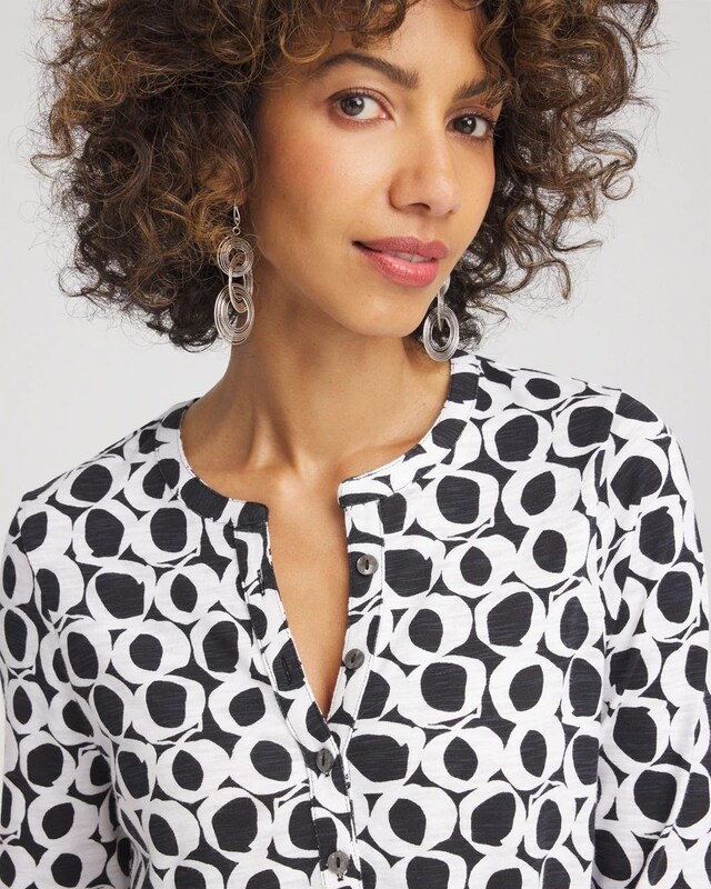 Printed Cotton Slub Henley Shirt - image 4